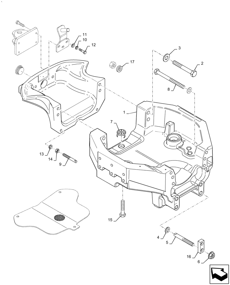 Схема запчастей Case IH PUMA 2304 - (25.100.AV[01]) - FRONT AXLE SUPPORT (25) - FRONT AXLE SYSTEM