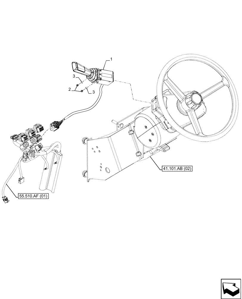 Схема запчастей Case IH MAXXUM 150 - (55.513.AC[01]) - VAR - 392204, 743764, 743766, 758414 - TRANSMISSION, CONTROL, SWITCH (55) - ELECTRICAL SYSTEMS