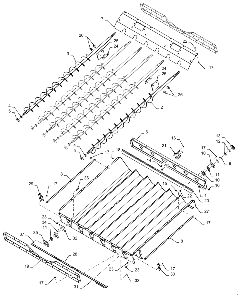 Схема запчастей Case IH 5140 - (74.140.CM) - AUGER BED ASSY (74) - CLEANING