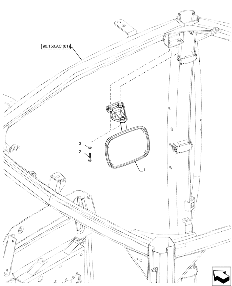 Схема запчастей Case IH MAXXUM 115 - (90.151.AK) - VAR - 396247, 758442, 758549 - REAR VIEW MIRROR (90) - PLATFORM, CAB, BODYWORK AND DECALS