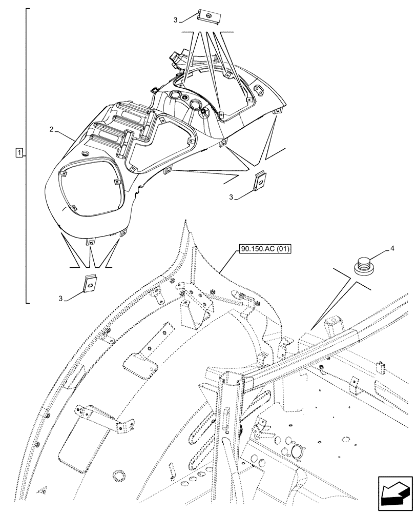 Схема запчастей Case IH MAXXUM 115 - (90.160.BL[01]) - VAR - 390840, 743685, 743740, 743741, 758358, 758642 - CAB INTERIOR TRIM, W/ MECHANICAL ENGAGEMENT, RH (90) - PLATFORM, CAB, BODYWORK AND DECALS