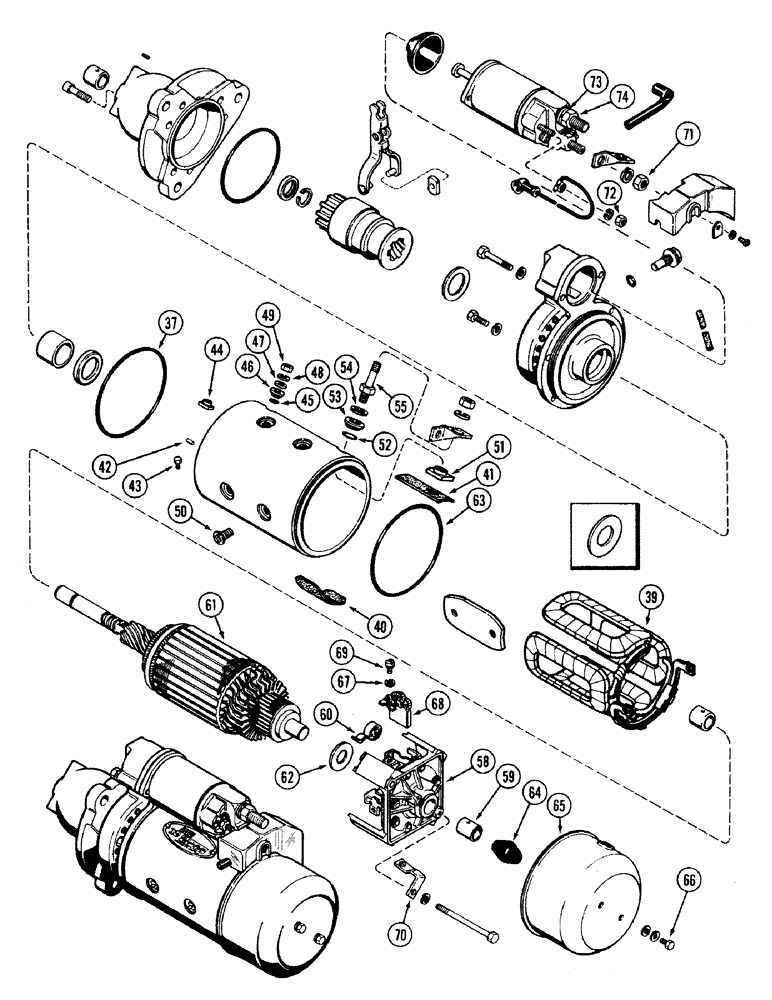 Схема запчастей Case IH 2594 - (4-40) - A162469 STARTER ASSEMBLY, (CONTD) (04) - ELECTRICAL SYSTEMS