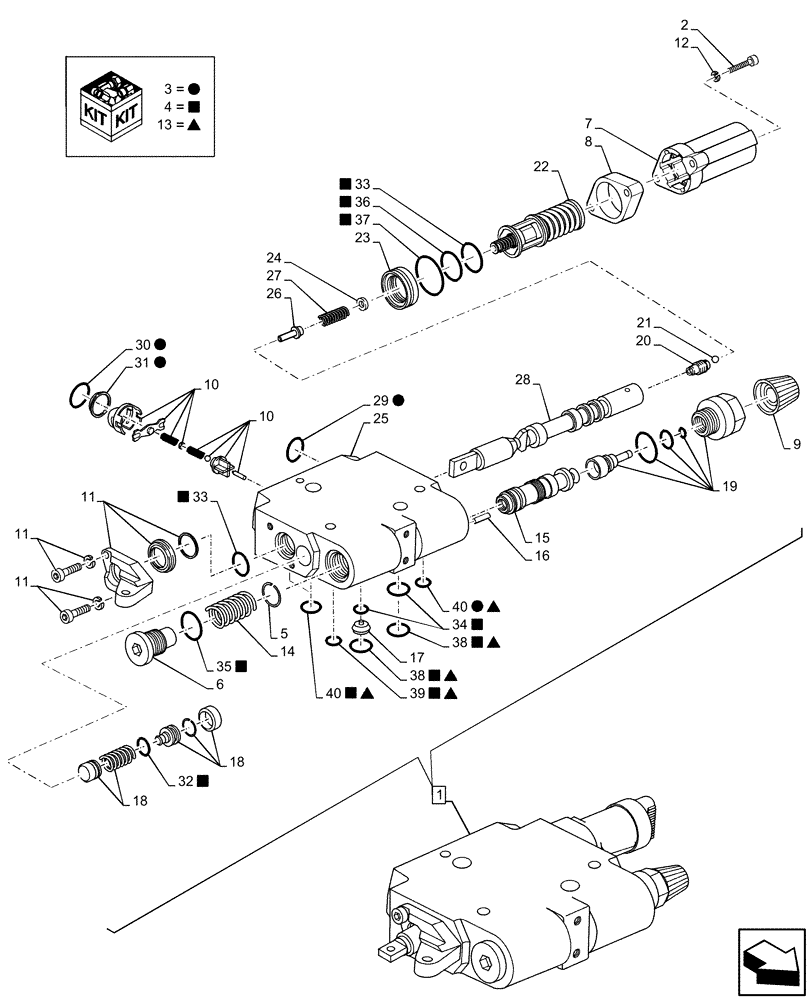 Схема запчастей Case IH MAXXUM 135 - (35.204.BE[12]) - VAR - 396844, 743685, 758358 - CONTROL VALVE SECTION, COMPONENTS (35) - HYDRAULIC SYSTEMS