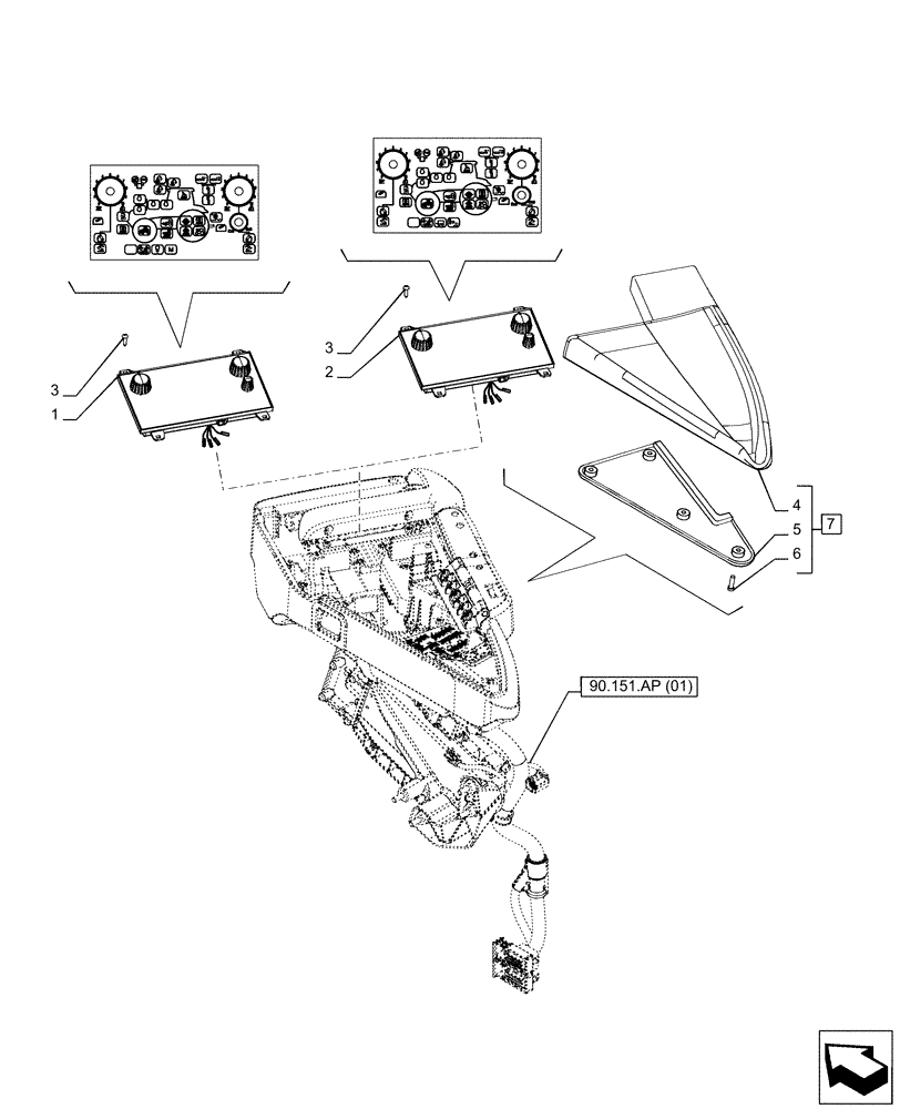 Схема запчастей Case IH PUMA 200 CVT - (55.512.CS[12]) - ARMREST, CONTROL PANEL (55) - ELECTRICAL SYSTEMS