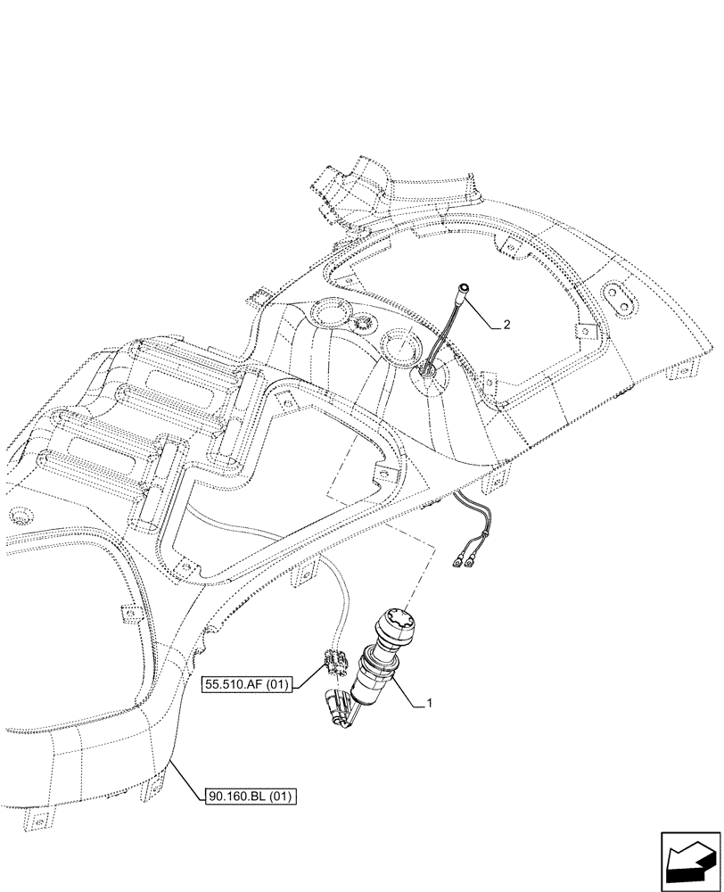 Схема запчастей Case IH MAXXUM 150 - (55.522.AF) - VAR - 392195, 743764, 743766, 758413, 758414, 758415, 758416, 758581, 759375, 759377, 759379 - REAR PTO SAFETY SWITCH (55) - ELECTRICAL SYSTEMS