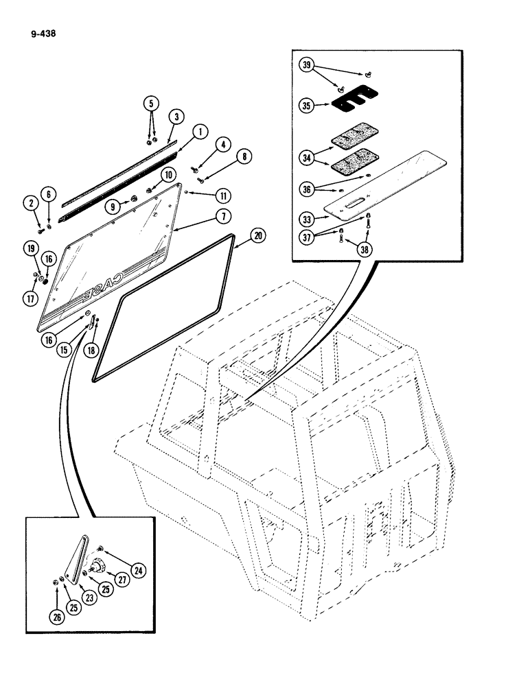 Схема запчастей Case IH 2094 - (9-438) - CAB, REAR WINDOW (09) - CHASSIS/ATTACHMENTS