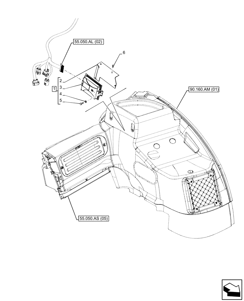 Схема запчастей Case IH MAXXUM 145 - (55.050.AK) - VAR - 758482 - AIR CONDITIONING WITH ATC, MODULE (55) - ELECTRICAL SYSTEMS