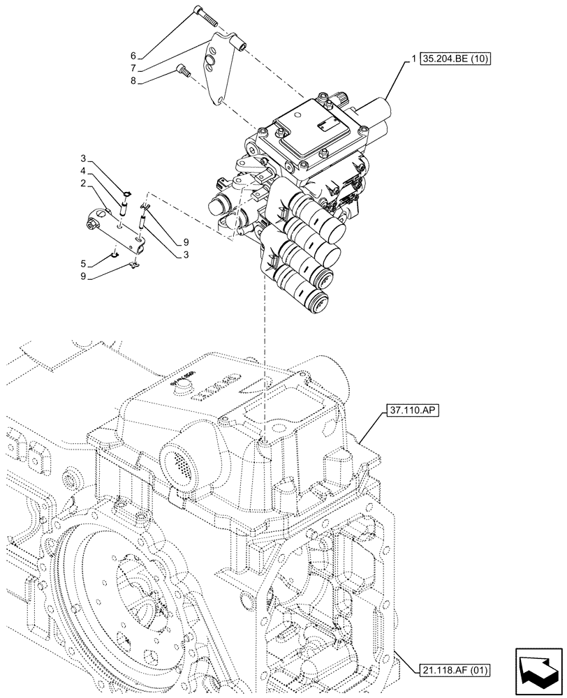 Схема запчастей Case IH MAXXUM 115 - (35.204.BE[09]) - VAR - 390840 - 2 REMOTE CONTROL VALVES, W/ MECHANICAL ENGAGEMENT (35) - HYDRAULIC SYSTEMS