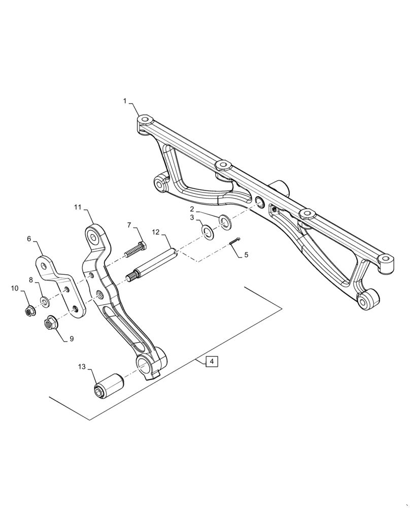 Схема запчастей Case IH 5140 - (74.101.AF) - CLEANING SYSTEM DRIVE HANGER ARM (74) - CLEANING