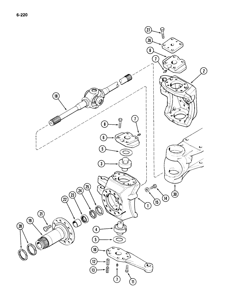 Схема запчастей Case IH 4994 - (6-220) - REAR STEERING AXLE, STEERING KNUCKLE AND SHAFT (06) - POWER TRAIN