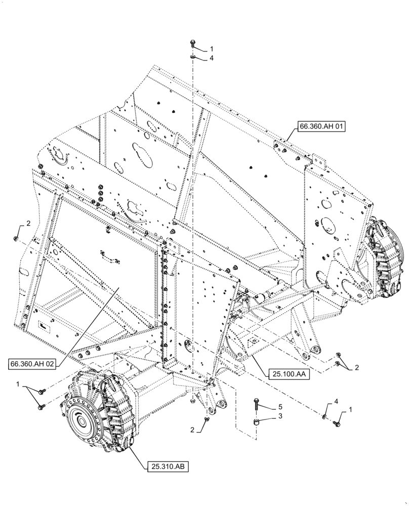 Схема запчастей Case IH 5140 - (25.400.AD) - DRIVE AXLE MOUNTING PARTS (25) - FRONT AXLE SYSTEM