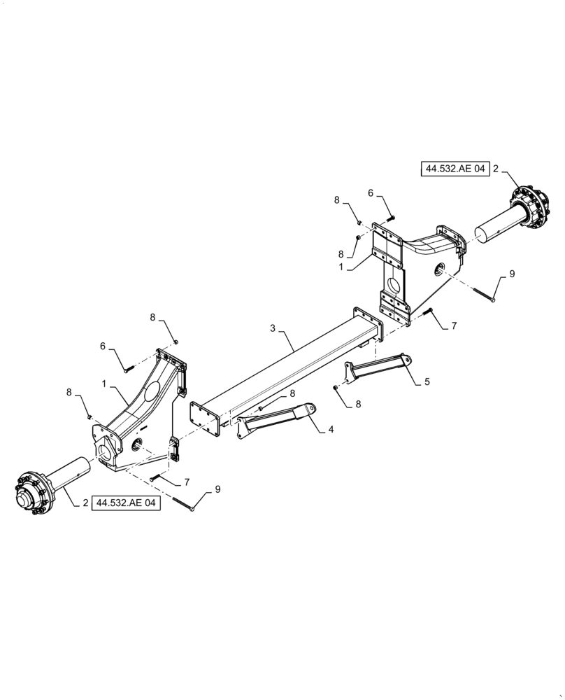 Схема запчастей Case IH 4585 - (27.550.AJ[03]) - NARROW REAR AXLE WITH DUAL TIRES (27) - REAR AXLE SYSTEM