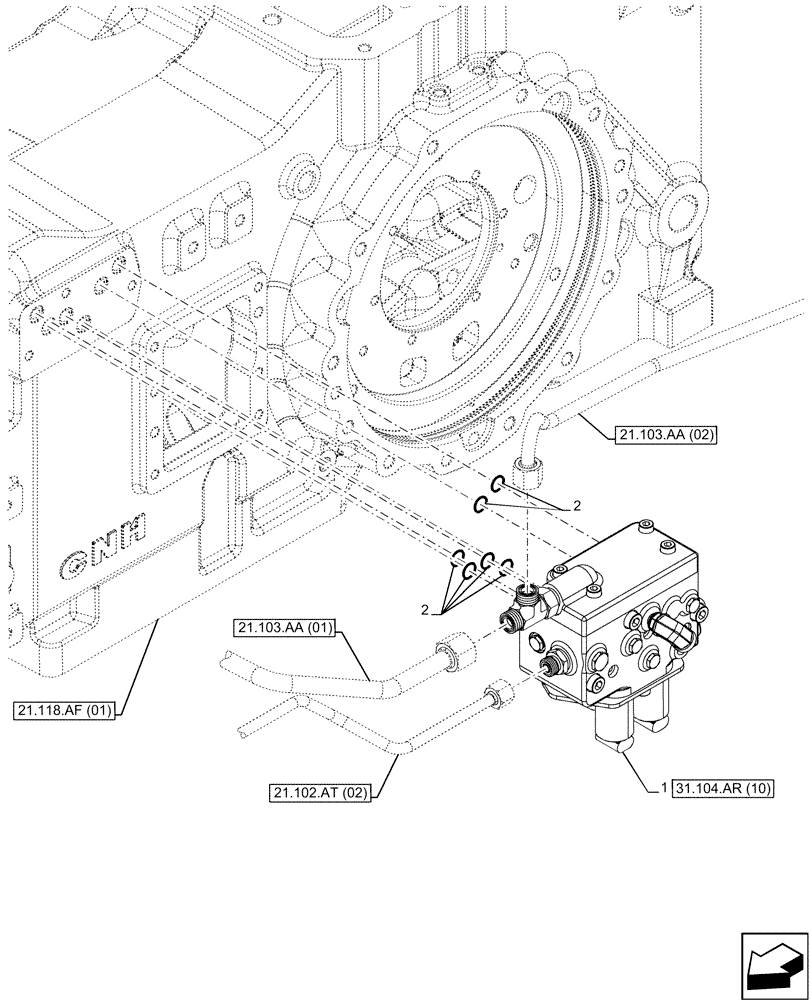 Схема запчастей Case IH MAXXUM 150 - (31.104.AR[09]) - VAR - 392195, 392204, 758413, 758415, 758581 - PTO CLUTCH, CONTROL VALVE (35KPH) (40KPH) (16X16) (31) - IMPLEMENT POWER TAKE OFF