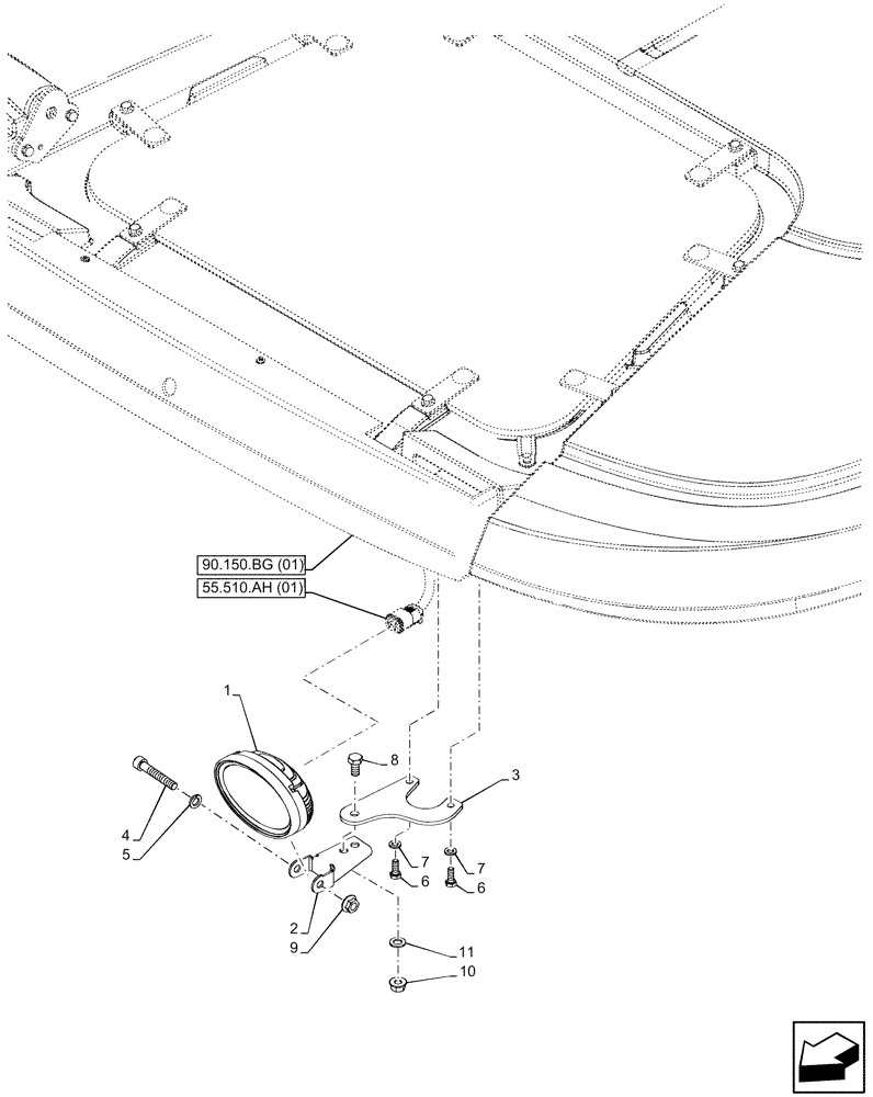 Схема запчастей Case IH MAXXUM 150 - (55.404.BS[10]) - VAR - 758355 - CAB, FRONT, WORKING LIGHT (55) - ELECTRICAL SYSTEMS