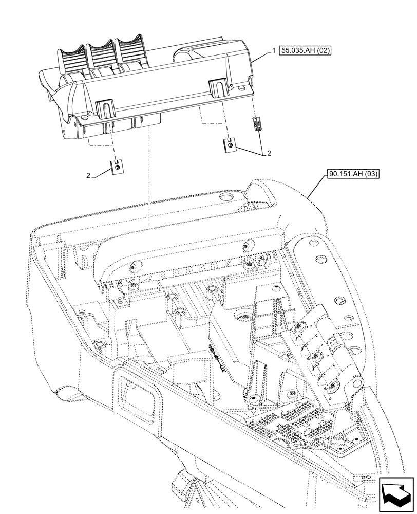 Схема запчастей Case IH MAXXUM 135 - (55.035.AH[01]) - VAR - 743686 - 3 REMOTE CONTROL VALVES (EHR), SWITCH (55) - ELECTRICAL SYSTEMS