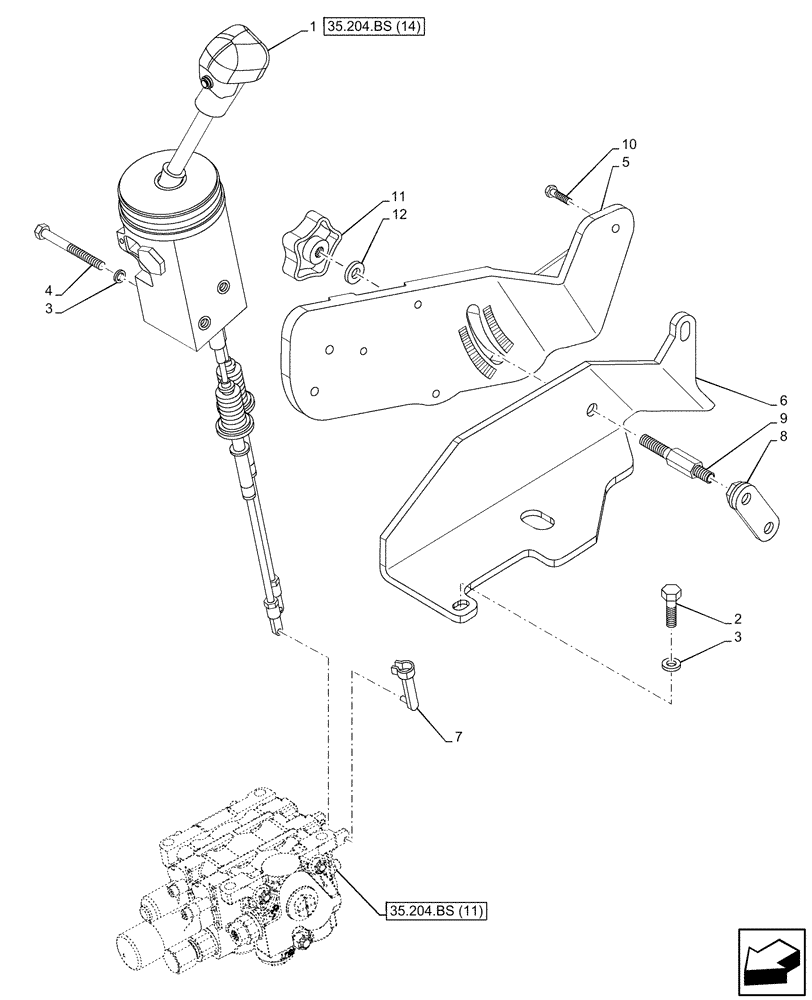 Схема запчастей Case IH MAXXUM 115 - (35.204.BS[13]) - VAR - 758344, 758443 - 2 MID-MOUNT CONTROL VALVES, JOYSTICK (35) - HYDRAULIC SYSTEMS