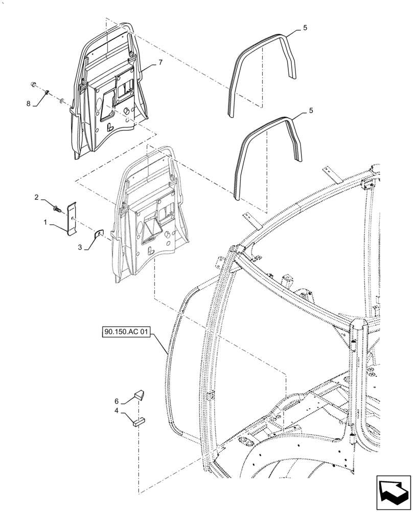 Схема запчастей Case IH PUMA 2304 - (90.105.CU) - SOUNDPROOFING (90) - PLATFORM, CAB, BODYWORK AND DECALS