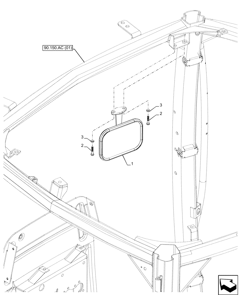 Схема запчастей Case IH MAXXUM 135 - (90.151.AK[01]) - VAR - 392195, 743764, 743766, 758413, 758414, 758415, 758416, 758581, 759375, 759377, 759379 - REAR VIEW MIRROR (90) - PLATFORM, CAB, BODYWORK AND DECALS