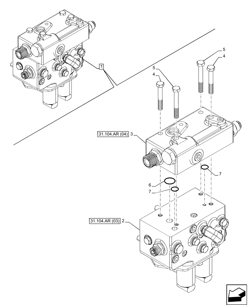 Схема запчастей Case IH MAXXUM 115 - (31.104.AR[02]) - VAR - 392195, 758413, 758415, 758581 - PTO CLUTCH, CONTROL VALVE, COMPONENTS (35KPH) (40KPH) (16X16) (31) - IMPLEMENT POWER TAKE OFF