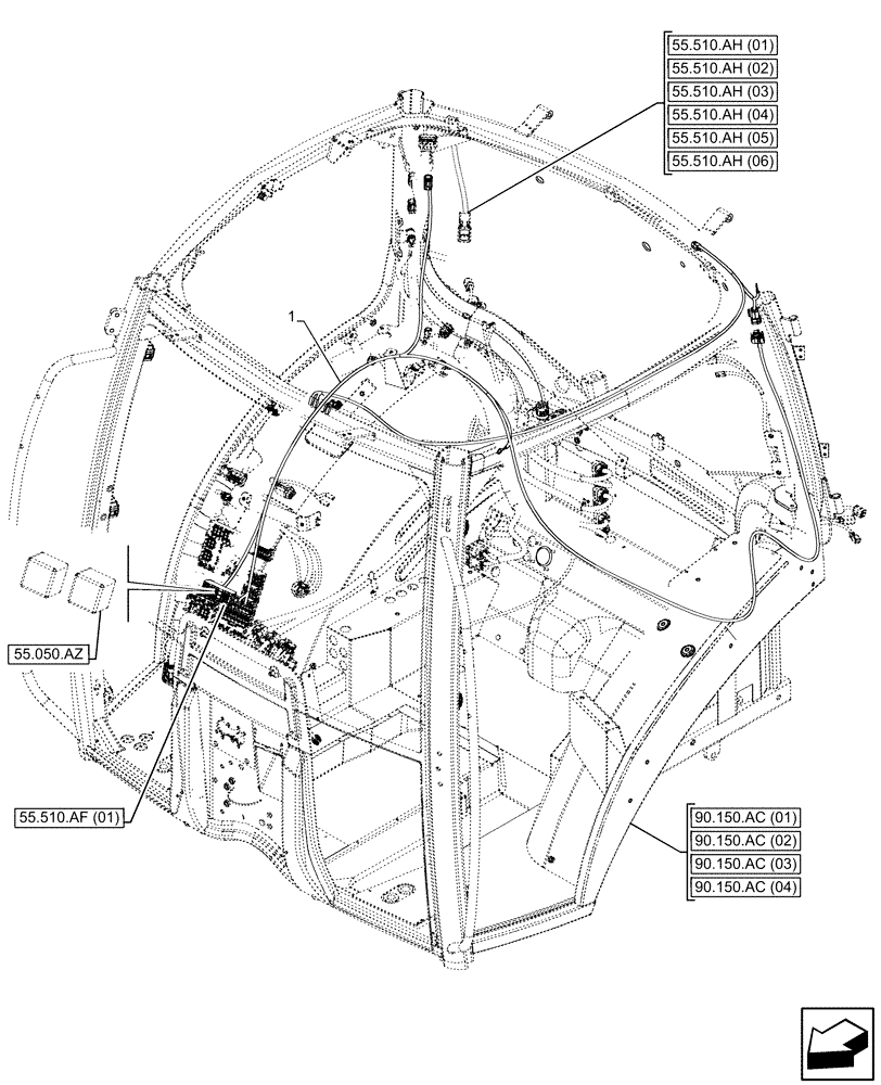Схема запчастей Case IH MAXXUM 150 - (55.050.AH[01]) - VAR - 758480, 758481 - HARNESS, HEATING SYSTEM (55) - ELECTRICAL SYSTEMS