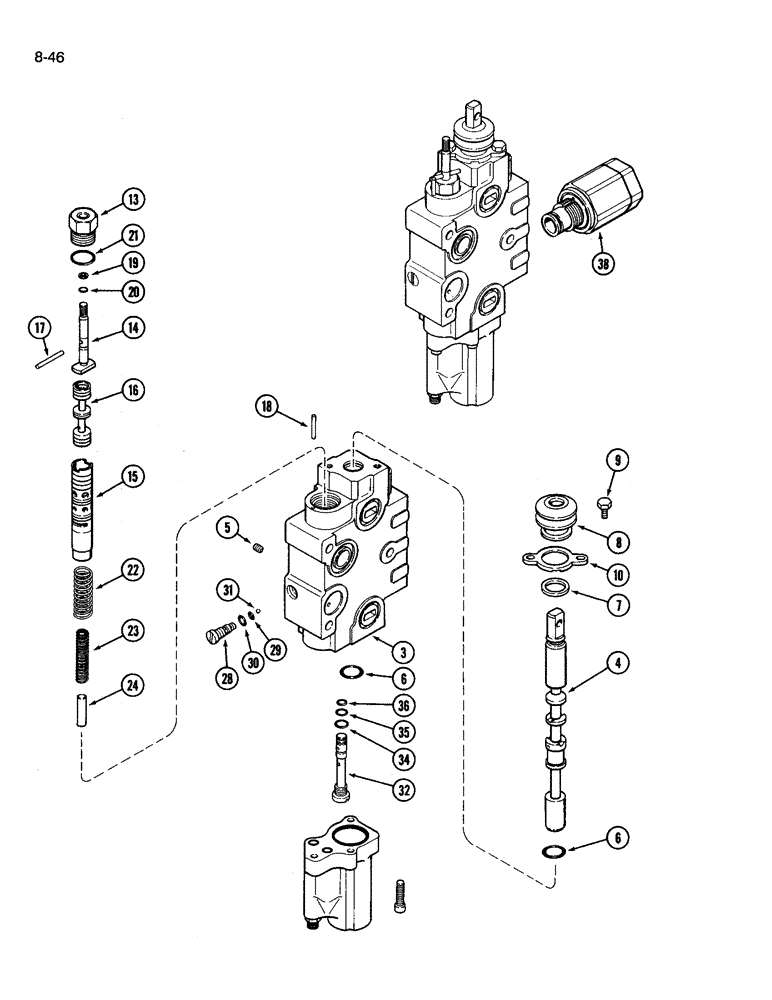 Схема запчастей Case IH 3594 - (8-046) - REMOTE VALVE ASSEMBLY, FIRST AND SECOND SECTION WITH LOAD CHECK (08) - HYDRAULICS