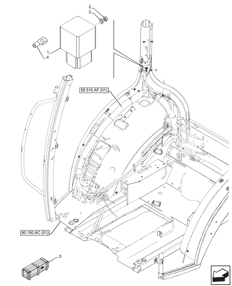 Схема запчастей Case IH MAXXUM 145 - (55.640.BH[06]) - VAR - 743795 - ISOBUS SOCKET, RELAY (55) - ELECTRICAL SYSTEMS