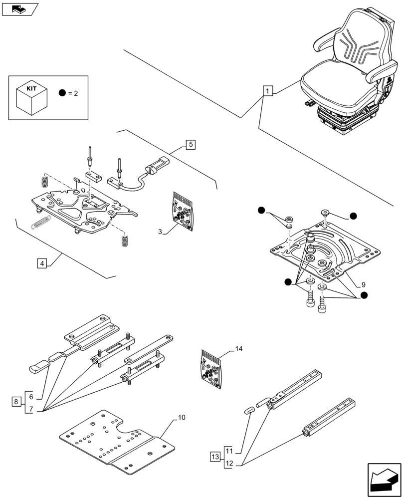 Схема запчастей Case IH FARMALL 65C - (90.124.0101[10]) - DRIVER SEAT, W/ CAB (VAR.332850) - BEGINE YR 26-JUL-2013 (90) - PLATFORM, CAB, BODYWORK AND DECALS