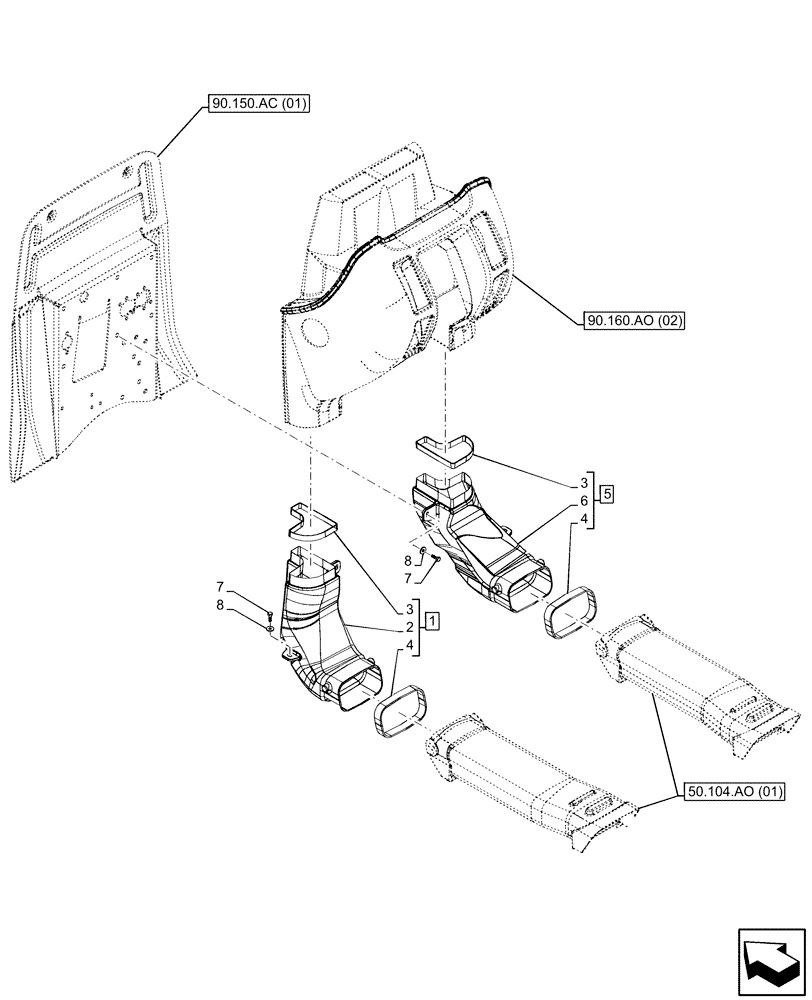 Схема запчастей Case IH MAXXUM 145 - (50.104.AO[03]) - VAR - 390643 - AIR CONDITIONING, DUCT (50) - CAB CLIMATE CONTROL