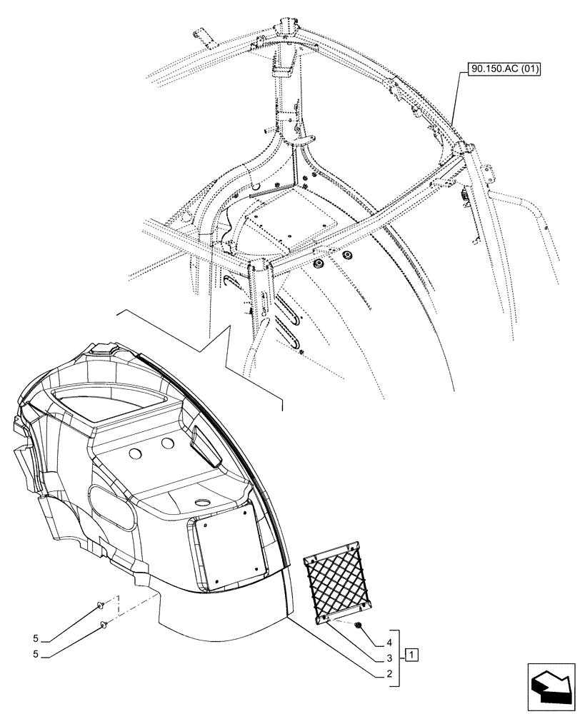 Схема запчастей Case IH PUMA 165 - (90.160.AM[02]) - VAR - 391357, 758265, 758666, 758667, 759264, 759265, 759266 - CAB INTERIOR TRIM, LH (90) - PLATFORM, CAB, BODYWORK AND DECALS