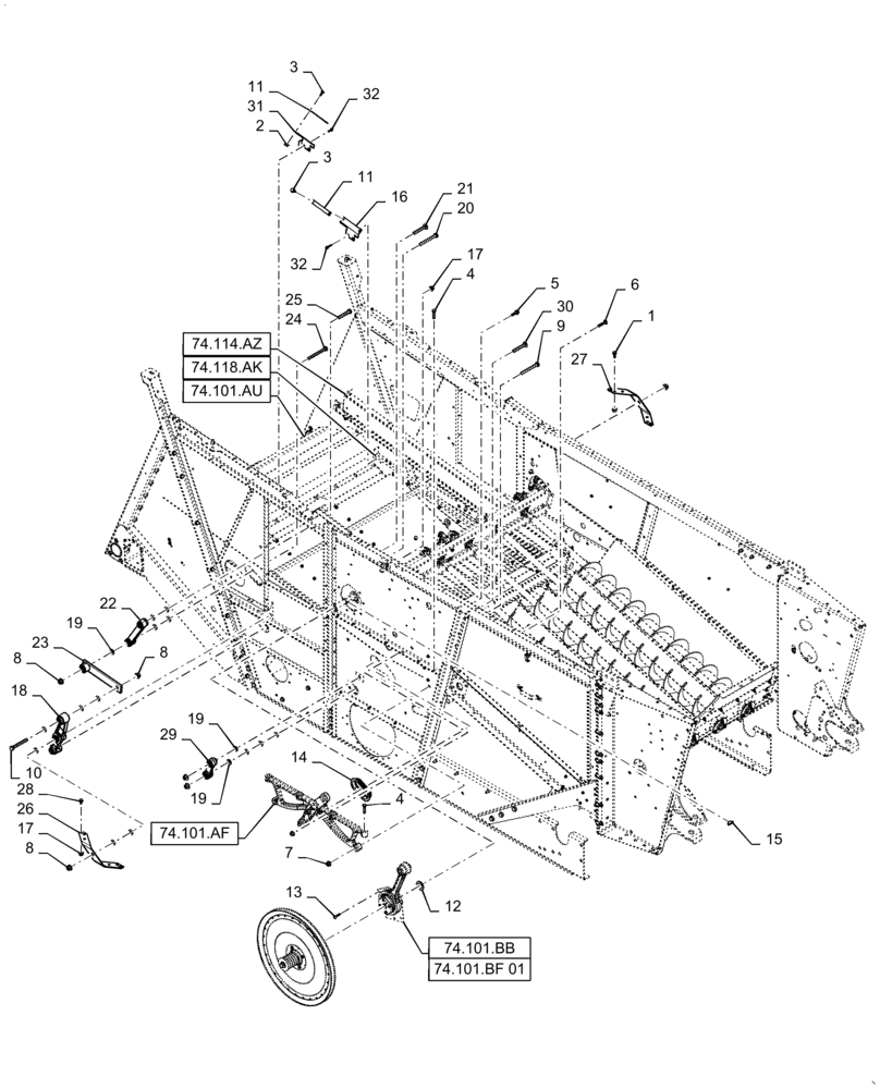 Схема запчастей Case IH 5140 - (74.101.AC) - CLEANING SYSTEM (74) - CLEANING