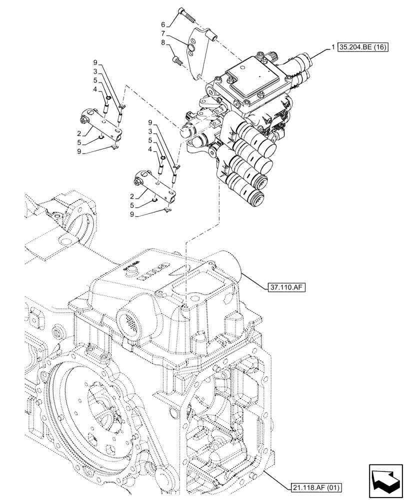 Схема запчастей Case IH MAXXUM 115 - (35.204.BE[15]) - VAR - 743740 - 2 REMOTE CONTROL VALVES, W/ MECHANICAL ENGAGEMENT, 2, CONFIGURABLE (35) - HYDRAULIC SYSTEMS