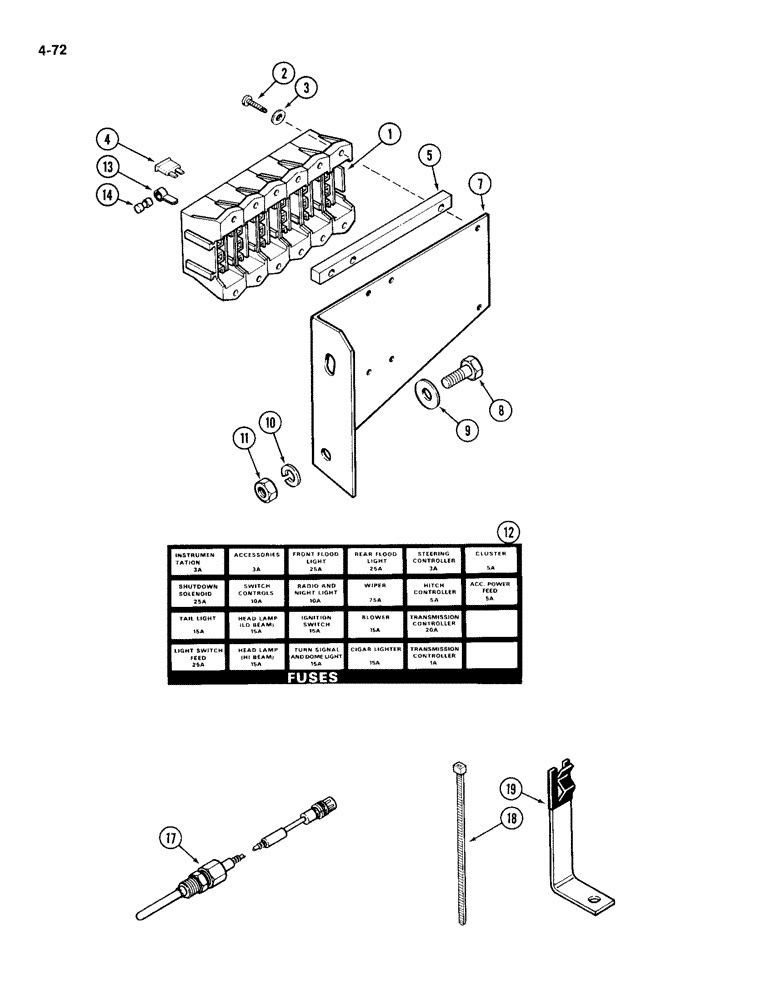 Схема запчастей Case IH 4494 - (4-072) - FUSES AND FUSE HOLDER (04) - ELECTRICAL SYSTEMS