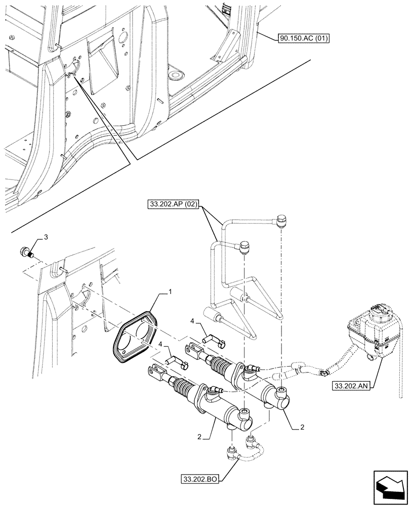 Схема запчастей Case IH MAXXUM 145 - (33.202.AR) - VAR - 392195, 392204, 743764, 743766, 758413, 758414, 758415, 758416, 758581, 759375, 759377, 759379 - BRAKE, MASTER CYLINDER (33) - BRAKES & CONTROLS