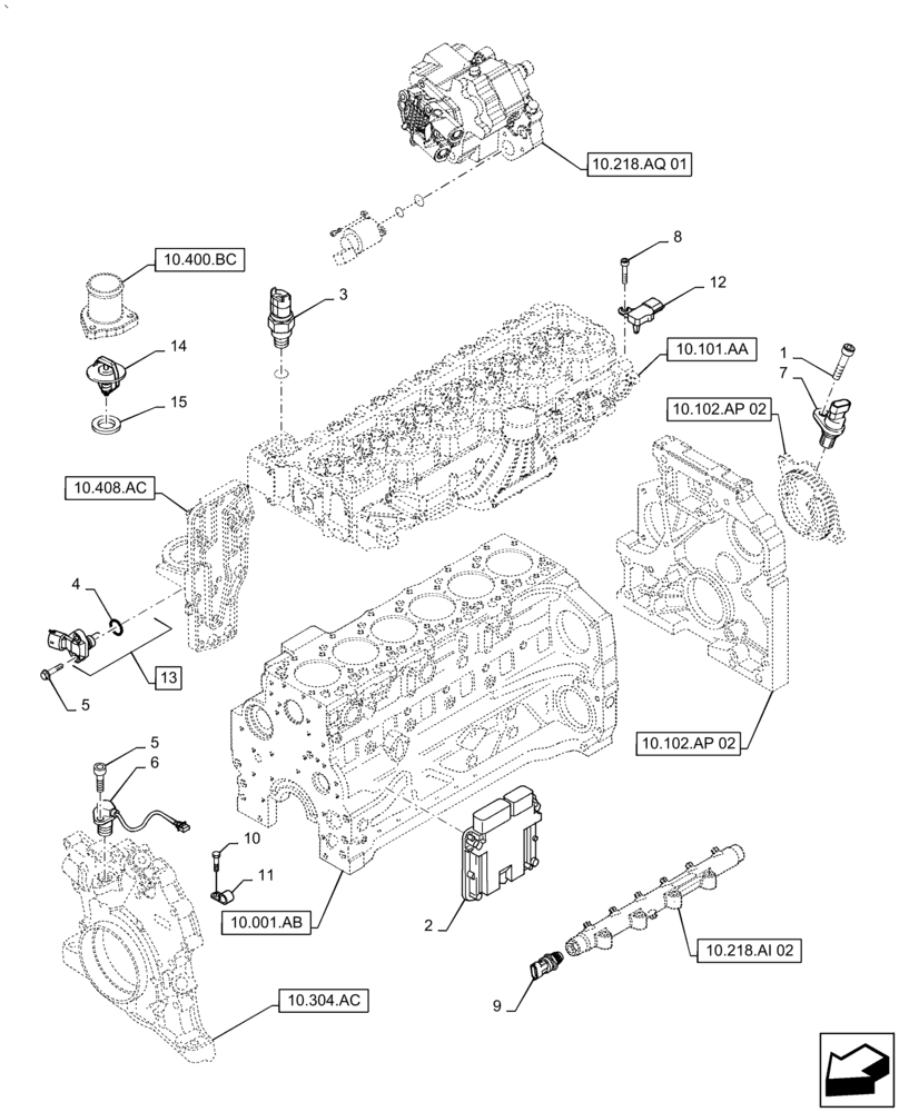 Схема запчастей Case IH PUMA 2304 - (55.015.AD) - ELECTRONIC ENGINE SENSOR, SWITCH, CONTROL UNIT (55) - ELECTRICAL SYSTEMS