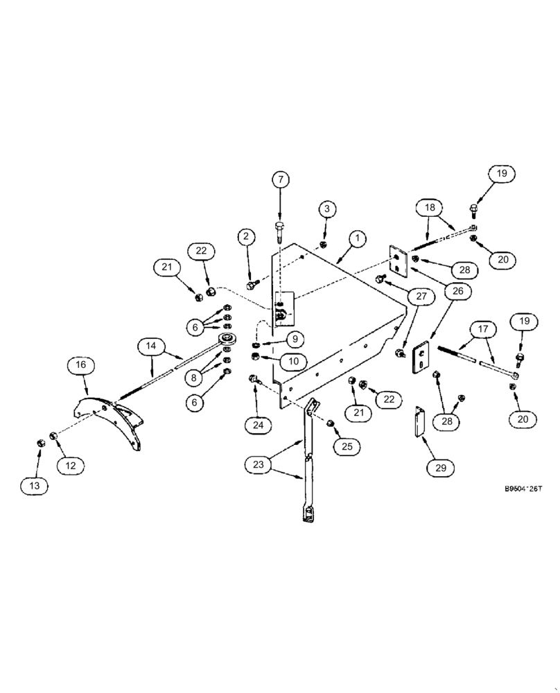 Схема запчастей Case IH 2188 - (9E-28) - UNLOADER, SUPPORTS (17) - GRAIN TANK & UNLOADER