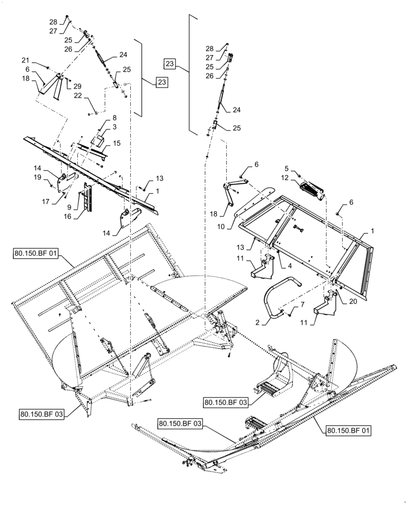 Схема запчастей Case IH 8240 - (80.150.BF[02]) - VAR - 425373 - COVER ASSY, GRAIN TANK (80) - CROP STORAGE/UNLOADING