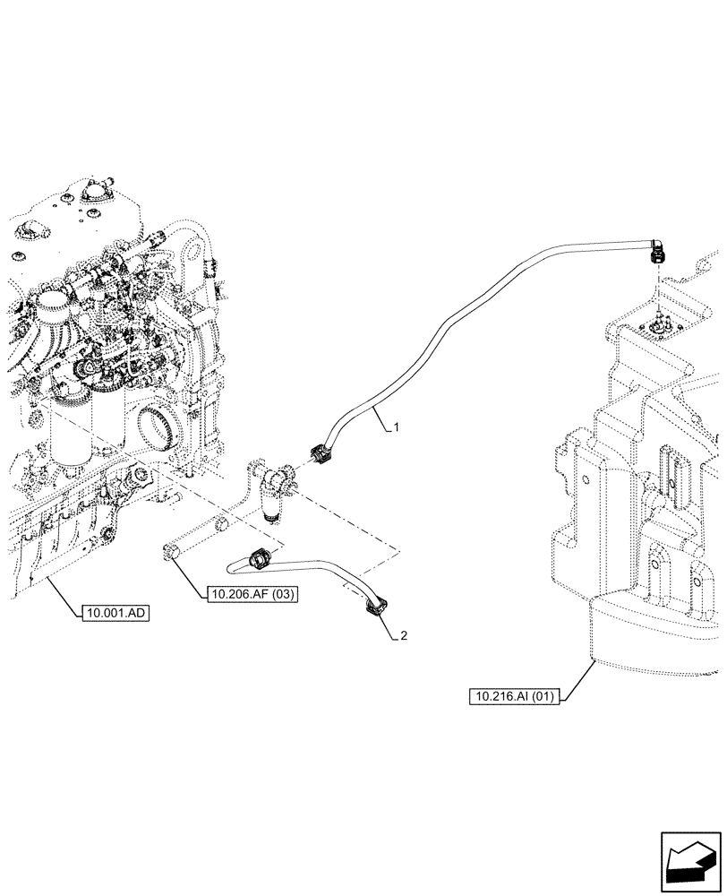 Схема запчастей Case IH MAXXUM 150 - (10.216.BA[03]) - VAR - 758223, 758235, 758240, 758241, 758527, 758530 - FUEL TANK, LINE, 6 CYLINDER (10) - ENGINE