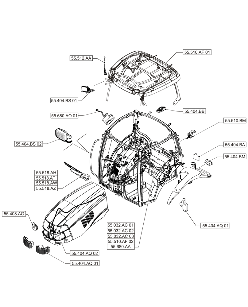 Схема запчастей Case IH PUMA 200 - (55.000.00[01]) - PICTORIAL INDEX - ELECTRICAL SYSTEMS (55) - ELECTRICAL SYSTEMS