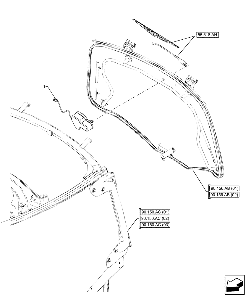 Схема запчастей Case IH MAXXUM 145 - (55.518.AI) - VAR - 391610, 758348, 758479, 758481 - WINDOW, REAR, WIPER MOTOR (55) - ELECTRICAL SYSTEMS