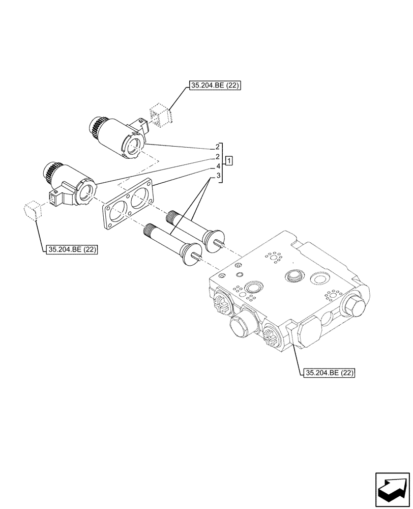 Схема запчастей Case IH MAXXUM 135 - (55.035.AJ[05]) - VAR - 390840, 390856, 743685, 743686, 743733, 743740, 743741, 758358, 758359, 758642 - CONTROL VALVE, REAR, SOLENOID (55) - ELECTRICAL SYSTEMS