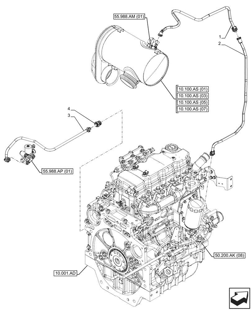 Схема запчастей Case IH MAXXUM 145 - (10.500.AC[01]) - VAR - 392195, 392204, 743764, 743766, 758413, 758414, 758415, 758416, 758581, 759375, 759377, 759379 - COOLANT, VALVE, LINE (10) - ENGINE