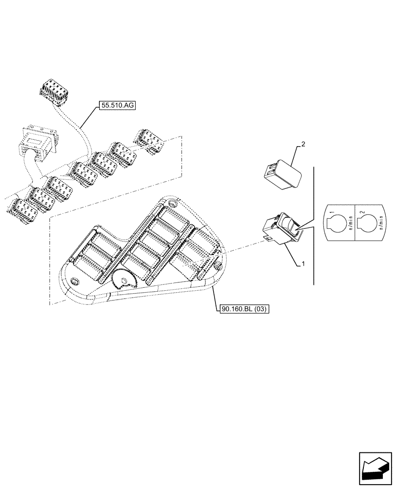 Схема запчастей Case IH MAXXUM 145 - (55.525.AD) - VAR - 390465, 743814, 759375, 759377, 759379 - SPEED LIMITER, SWITCH (55) - ELECTRICAL SYSTEMS