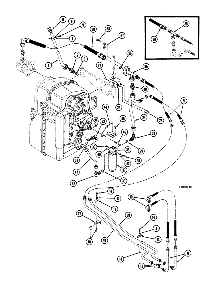 Схема запчастей Case IH 9150 - (6-046) - TRANSMISSION LUBRICATION, TRANSMISSION TO OIL COOLER (06) - POWER TRAIN