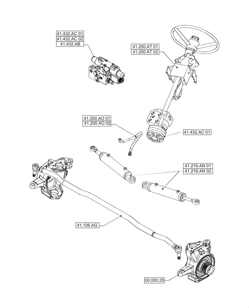 Схема запчастей Case IH PUMA 200 - (41.000.00) - PICTORIAL INDEX - STEERING (41) - STEERING