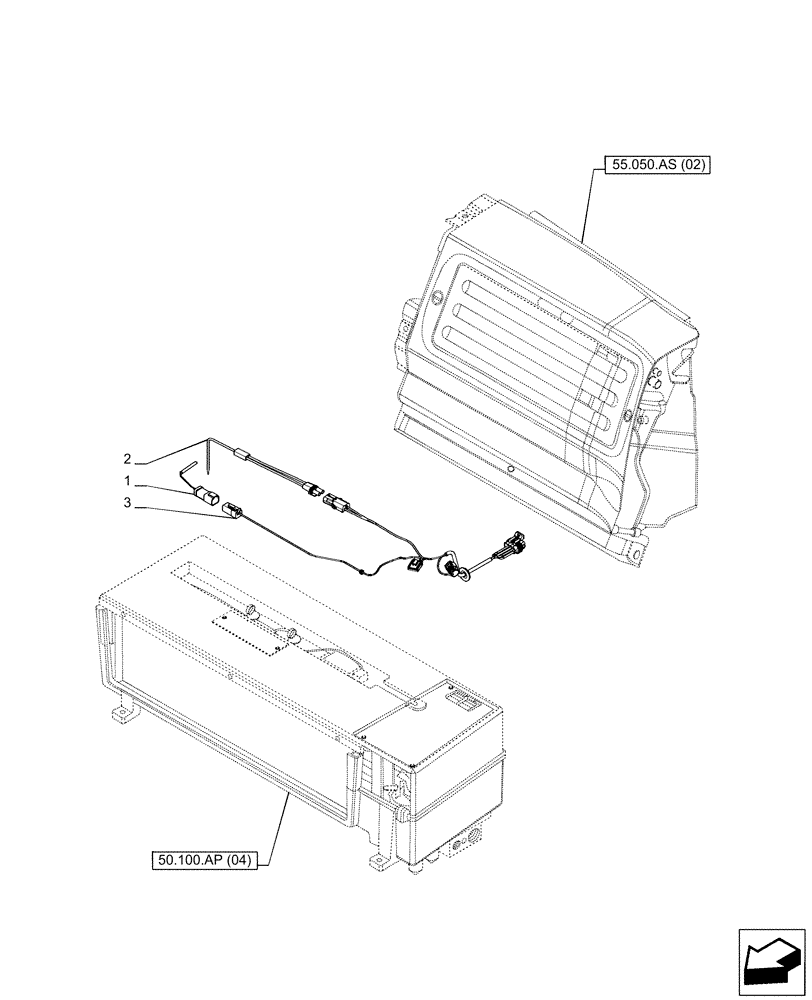 Схема запчастей Case IH PUMA 165 CVT - (55.050.AT[03]) - VAR - 758131, 758133, 758265, 758666, 758667, 758668, 758669, 759265 - AIR CONDITIONING WITH ATC, SENSOR (55) - ELECTRICAL SYSTEMS