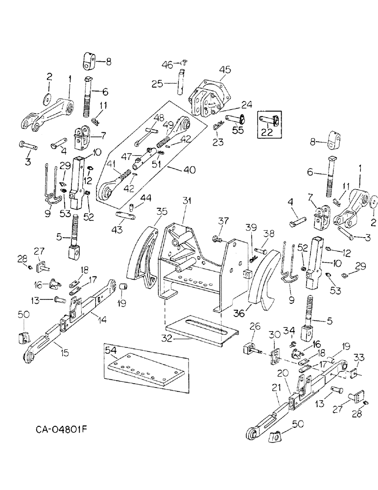 Схема запчастей Case IH 3388 - (09-06) - FRAME, THREE POINT HITCH, TRACTORS WITH DRAFT CONTROL, DRAFT SENSING AND CAM SWAY LIMITING SYSTEM (12) - FRAME