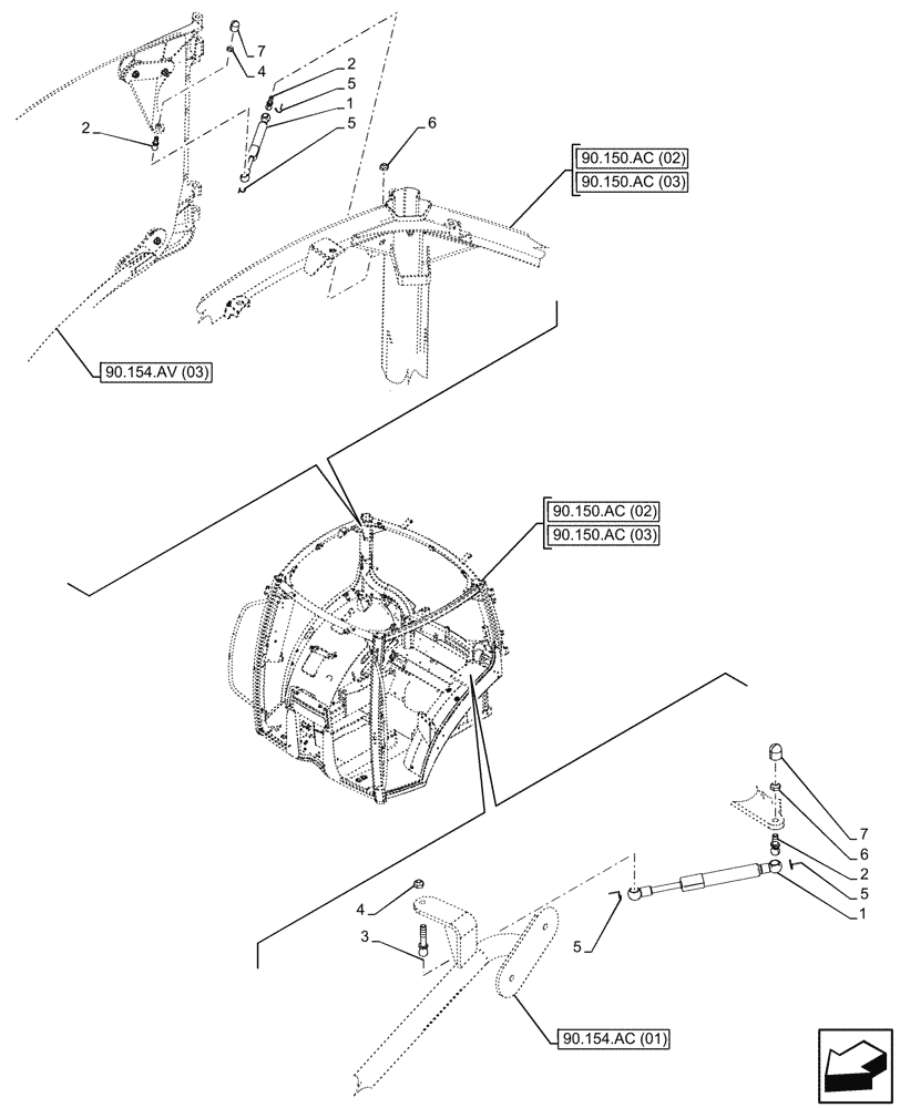 Схема запчастей Case IH MAXXUM 115 - (90.154.AJ[01]) - VAR - 391610, 758479, 758481 - CAB DOOR, RETAINER, STOP (90) - PLATFORM, CAB, BODYWORK AND DECALS