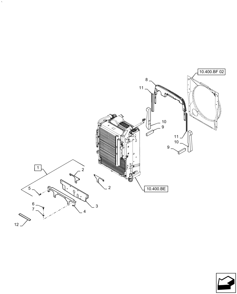 Схема запчастей Case IH PUMA2104 - (10.400.BF[01]) - VAR - 758091 - RADIATOR, SEAL (10) - ENGINE