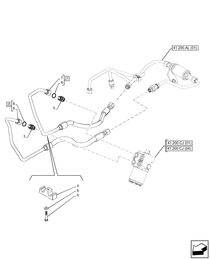 Схема запчастей Case IH MAXXUM 150 - (41.200.AA[01]) - VAR - 391610, 758479, 758480, 758481 - STEERING LINE, SUPPLY, CONNECTING (41) - STEERING