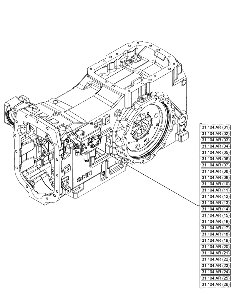 Схема запчастей Case IH MAXXUM 115 - (00.000.31[02]) - PICTORIAL INDEX - IMPLEMENT POWER TAKE OFF (00) - GENERAL & PICTORIAL INDEX